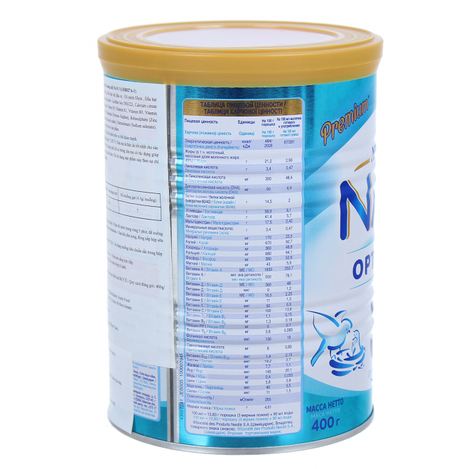 Bảng thành phần dinh dưỡng sữa Nan Nga số 1 